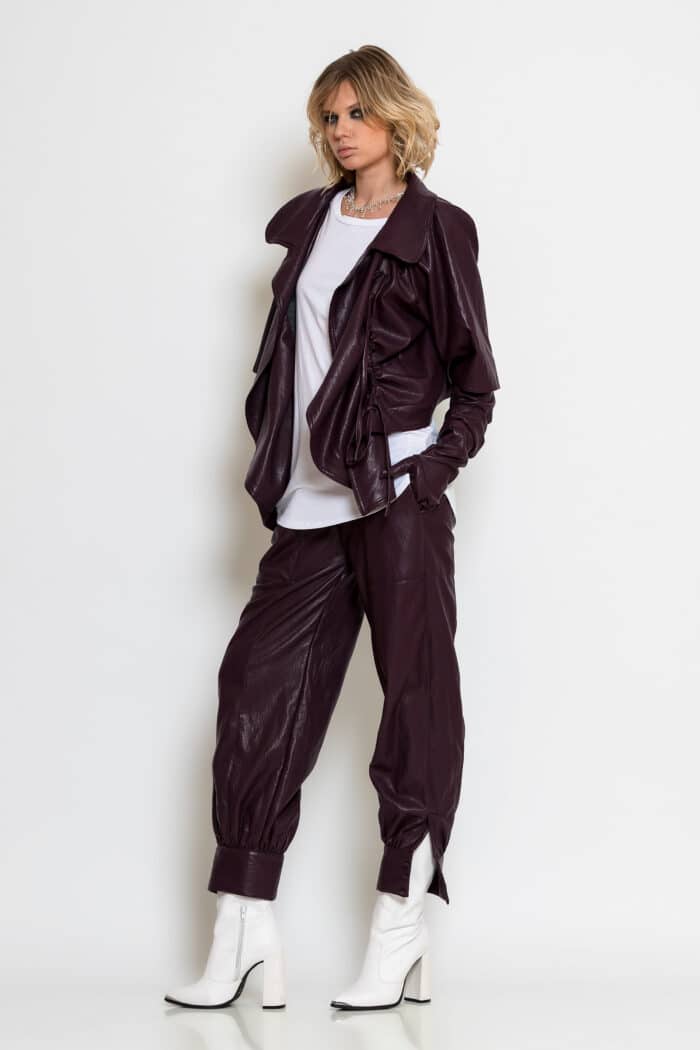 Bordeaux Asymmetric Faux-leather Jacket