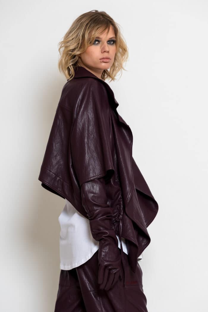 Bordeaux Asymmetric Faux-leather Jacket