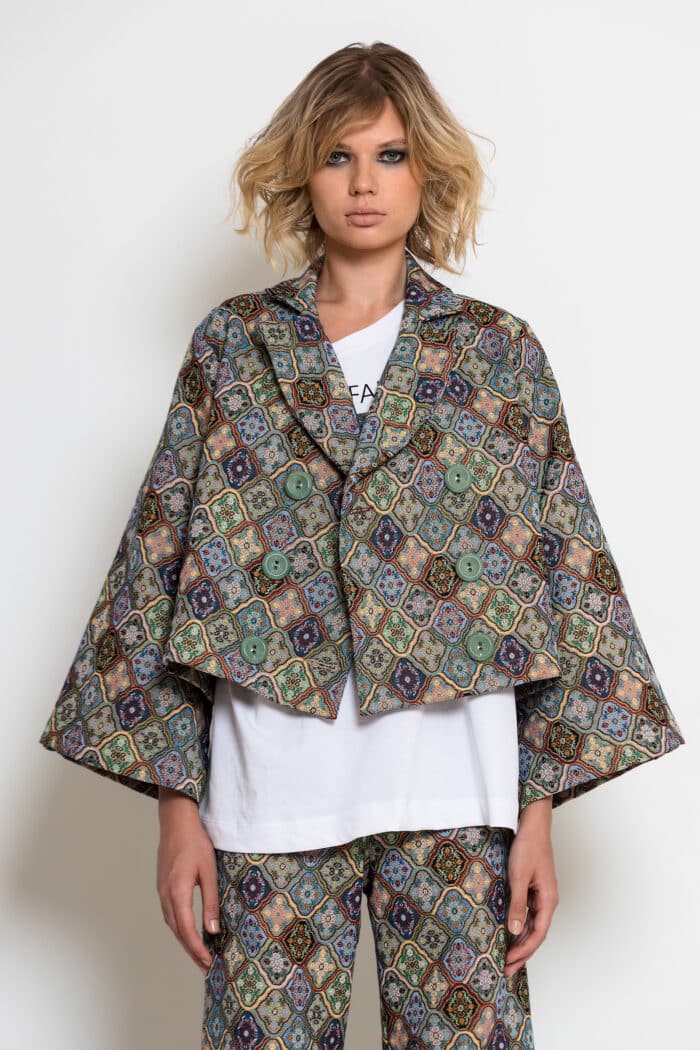 Double-Breasted Brocade Jacket