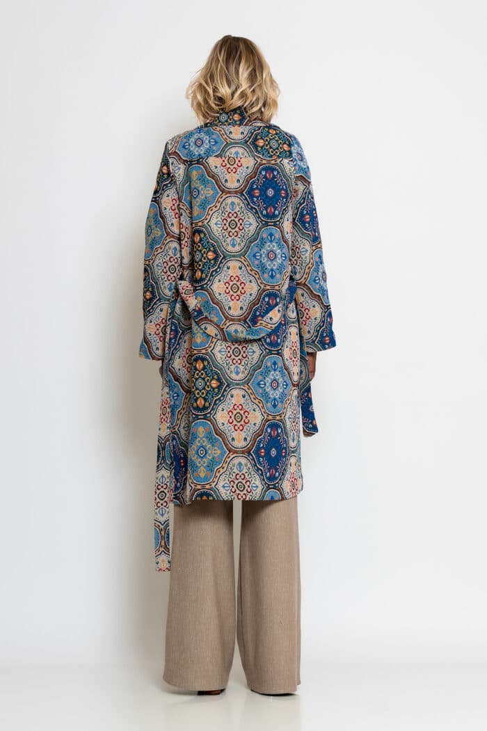 Multicolor Brocade Midi Coat