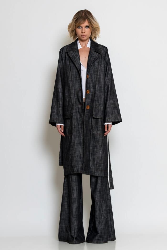 Midi Denim Trench Coat