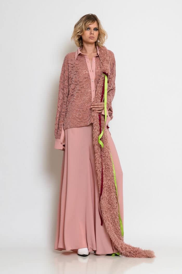 Dusty Pink Extra-Long Fur-Effect Stole